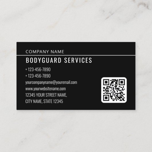 Bodyguard Services Modern Foto Logo QR Code Visitenkarte (Rückseite)