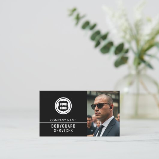 Bodyguard Services Modern Foto Logo QR Code Visitenkarte (Stehend Vorderseite)
