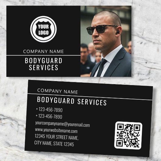 Bodyguard Services Modern Foto Logo QR Code Visitenkarte