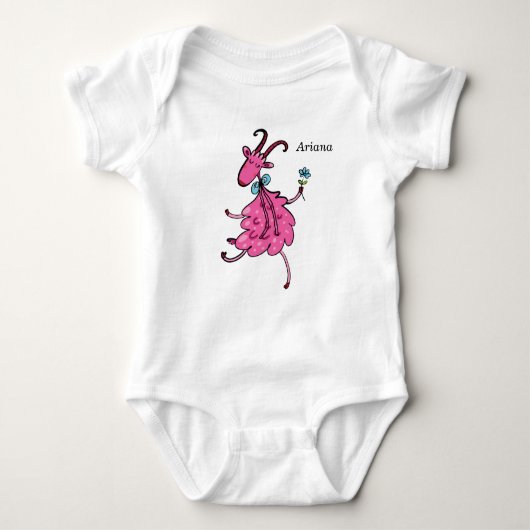 Bodysuit für Baby Girl mit rosa Ziege Baby Strampler (Vorderseite)