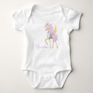 Bodysuit mit niedlichem Einhorn. Baby Strampler