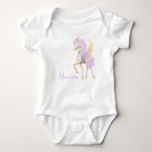 Bodysuit mit niedlichem Einhorn. Baby Strampler (Vorderseite)