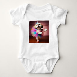 Bodysuit niedlicher Ballerina-Hund Baby Strampler