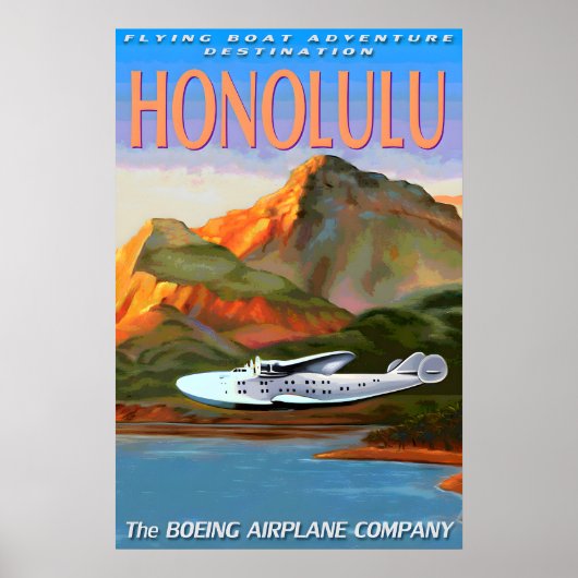 Boeing 314 FLUGBOOT Neue Retro-Wasserflugzeug-Reis Poster (Vorne)
