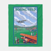 Boeing-Feld-Vintages Reise-Plakat Fleecedecke (Vorderseite)