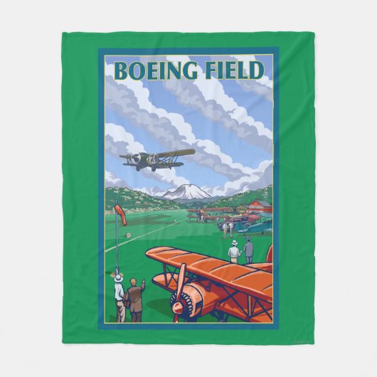 Boeing-Feld-Vintages Reise-Plakat Fleecedecke (Vorderseite)