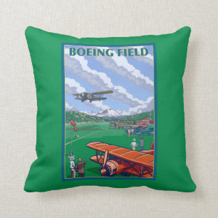 Boeing-Feld-Vintages Reise-Plakat Kissen