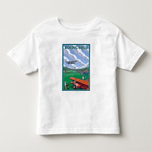 Boeing-Feld-Vintages Reise-Plakat Kleinkind T-shirt (Vorderseite)