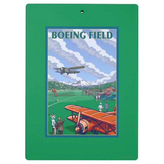 Boeing-Feld-Vintages Reise-Plakat Klemmbrett (Rückseite)