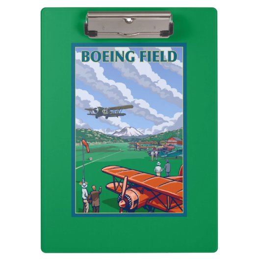 Boeing-Feld-Vintages Reise-Plakat Klemmbrett (Vorderseite)