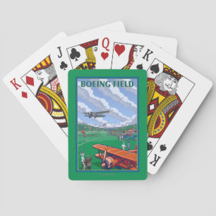 Boeing-Feld-Vintages Reise-Plakat Spielkarten