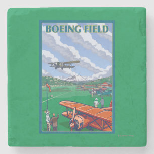 Boeing-Feld-Vintages Reise-Plakat Steinuntersetzer