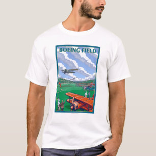 Boeing-Feld-Vintages Reise-Plakat T-Shirt