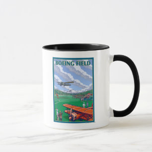 Boeing-Feld-Vintages Reise-Plakat Tasse