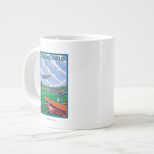 Boeing Field Vintage Travel Poster Jumbo-Tasse (Vorderseite Links)