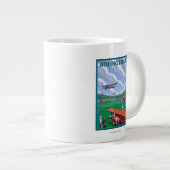 Boeing Field Vintage Travel Poster Jumbo-Tasse (Vorderseite Rechts)