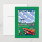 Boeing Field Vintage Travel Poster Postkarte (Vorne/Hinten)