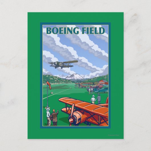 Boeing Field Vintage Travel Poster Postkarte (Vorderseite)
