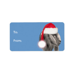 Boer Buck Goat Santa Goat Weihnachtsgeschenk Tag Adressaufkleber