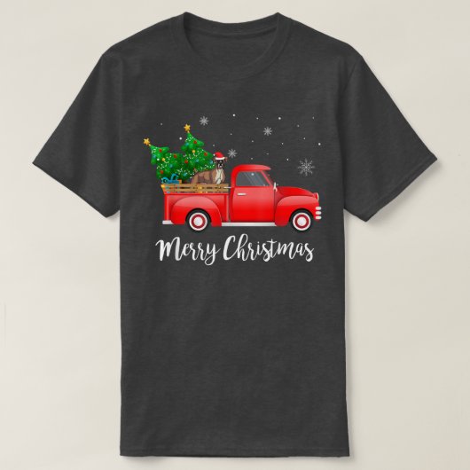 Boer Dog Riding Red Truck Weihnachten T-Shirt (Design vorne)