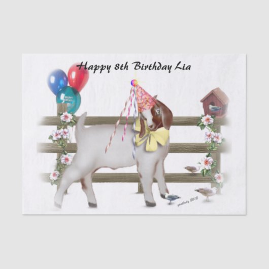 Boer Goat Birthday Party Tissue Paper Seidenpapier (Vorderseite)