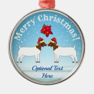 Boer Goat Christmas im Schnee Ornament Aus Metall