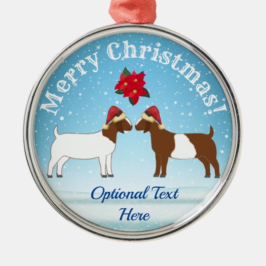 Boer Goat Christmas im Schnee Ornament Aus Metall (Vorne)