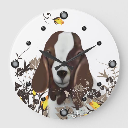 Boer Goat Painting Blumenwall Uhr (Vorderseite)