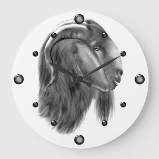 Boer Goat Sketch Wall Clock Große Wanduhr (Vorderseite)