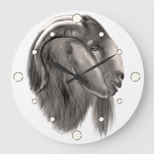 Boer Goat Wall Clock Große Wanduhr (Vorderseite)