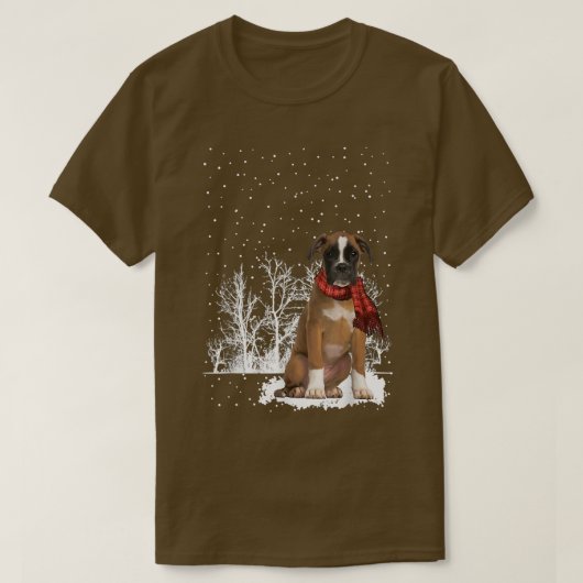 Boer Winter Scarf Hunde Baumwald Schnee Weihnachte T-Shirt (Design vorne)