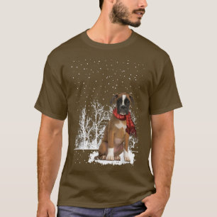 Boer Winter Scarf Hunde Baumwald Schnee Weihnachte T-Shirt