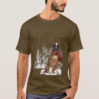 Boer Winter Scarf Hunde Baumwald Schnee Weihnachte T-Shirt