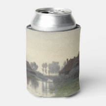 Boer Zuhause auf dem Wasser in Morgennebel