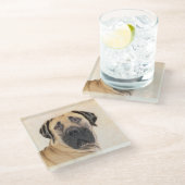 Boerboel-Malerei - Niedliche Original Hunde-Kunst Glasuntersetzer (Schrägansicht)