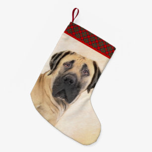 Boerboel-Malerei - Niedliche Original Hunde-Kunst Kleiner Weihnachtsstrumpf