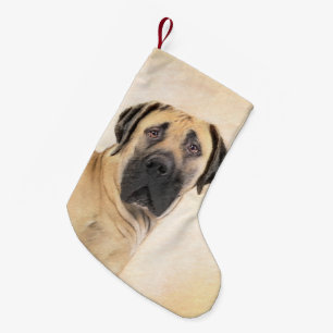 Boerboel-Malerei - Niedliche Original Hunde-Kunst Kleiner Weihnachtsstrumpf
