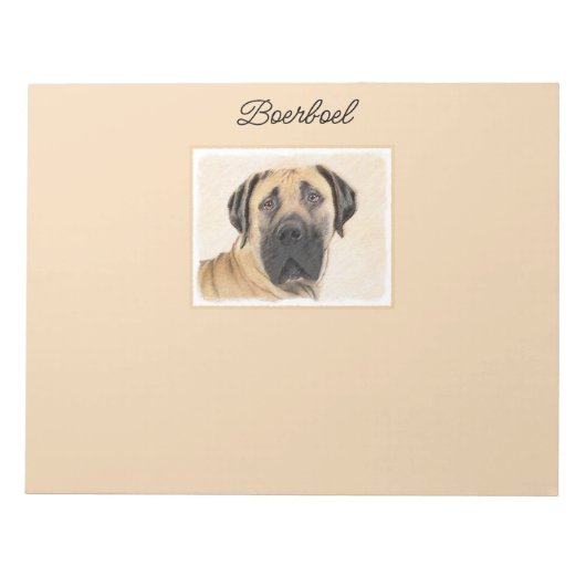 Boerboel-Malerei - Niedliche Original Hunde-Kunst Notizblock (Vorderseite)