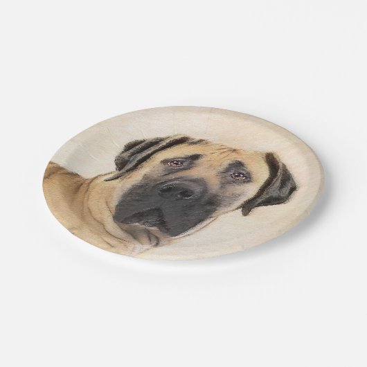 Boerboel-Malerei - Niedliche Original Hunde-Kunst Pappteller (Schrägansicht)