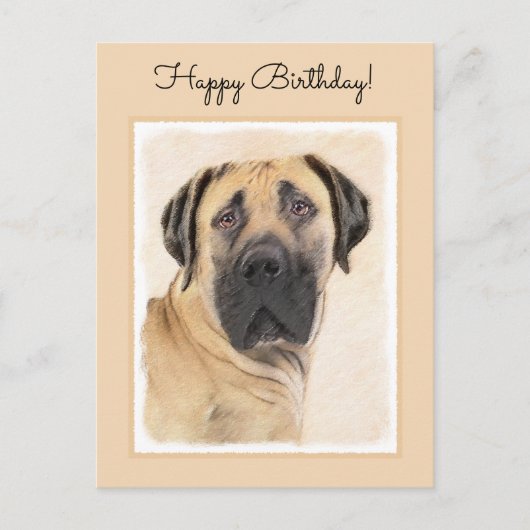 Boerboel-Malerei - Niedliche Original Hunde-Kunst Postkarte (Vorderseite)