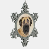 Boerboel-Malerei - Niedliche Original Hunde-Kunst Schneeflocken Zinn-Ornament (Links)