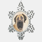 Boerboel-Malerei - Niedliche Original Hunde-Kunst Schneeflocken Zinn-Ornament (Rechts)