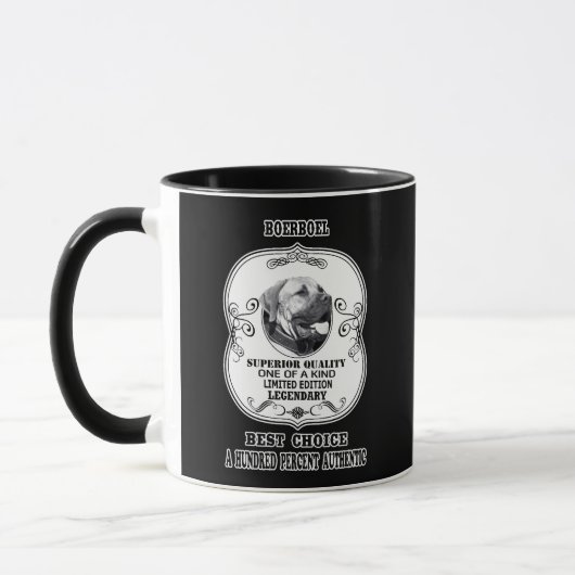 Boerboel Schwarz-Weiß-Hund Tribut Tasse (Links)
