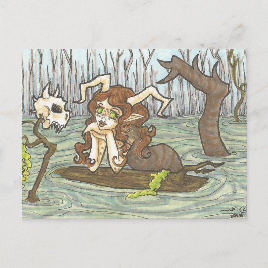 Bog Lady Nymph und Skull Fantasy Art Postcard Postkarte (Vorderseite)