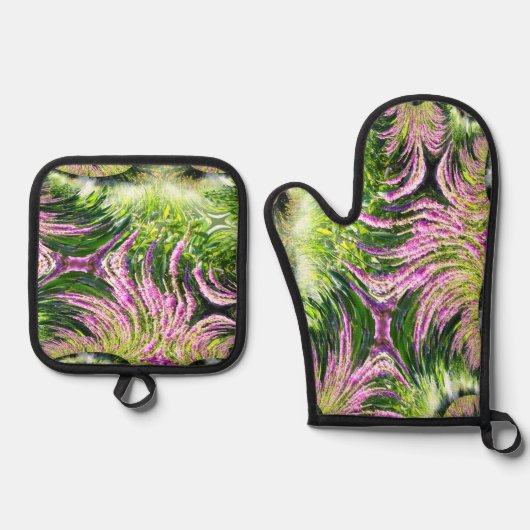 Bog Landscape Fraktal Ofenhandschuh & Topflappen-Set (Vorderseite)