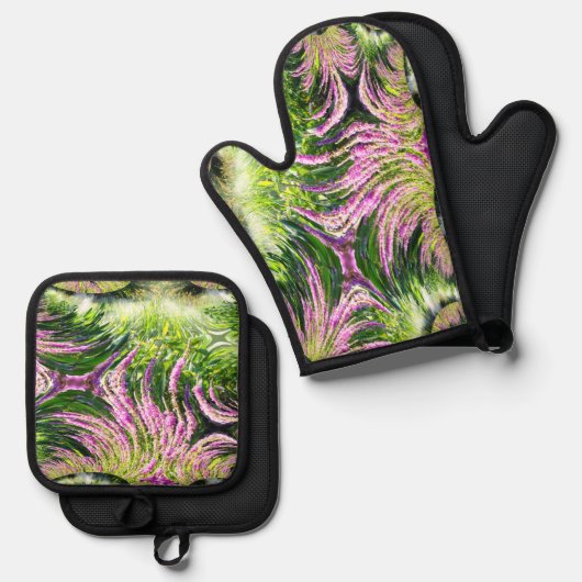 Bog Landscape Fraktal Ofenhandschuh & Topflappen-Set (Vorderseite/Rückseite)