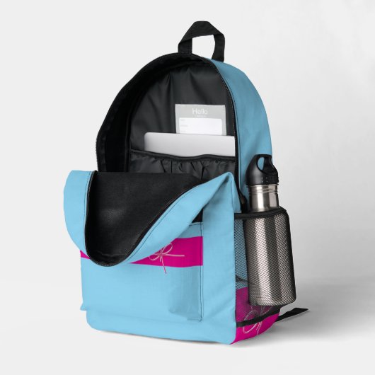 Bogen auf Rosa Bedruckter Rucksack (Rückseitige Ecke links (Offen) )
