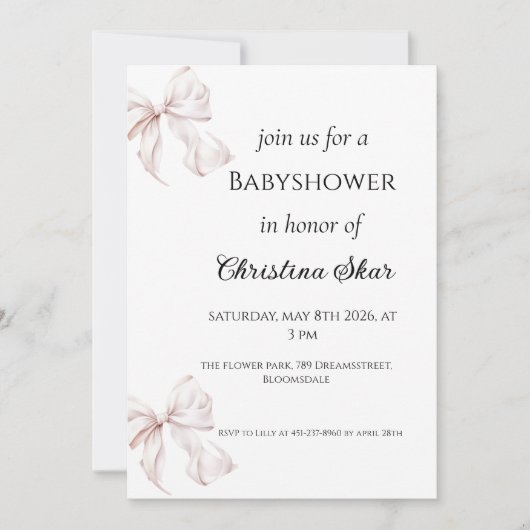 Bogen Baby Shower Einladung (Vorderseite)