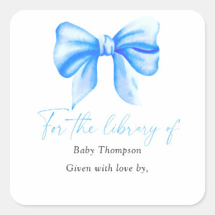 Bogen - Baby Shower Exlibris, Bücher für Baby Quadratischer Aufkleber