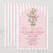 Bogen Boho Süße Häschen rosa Schleife Baby Shower Einladung (Vorne/Hinten)